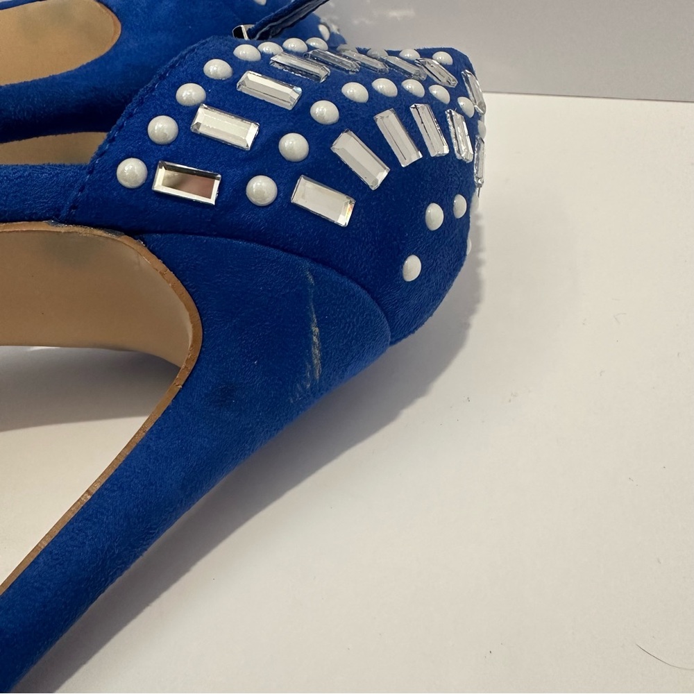 Blue Stiletto Heels with Rhinestone Embellishment - Picture 6 of 10